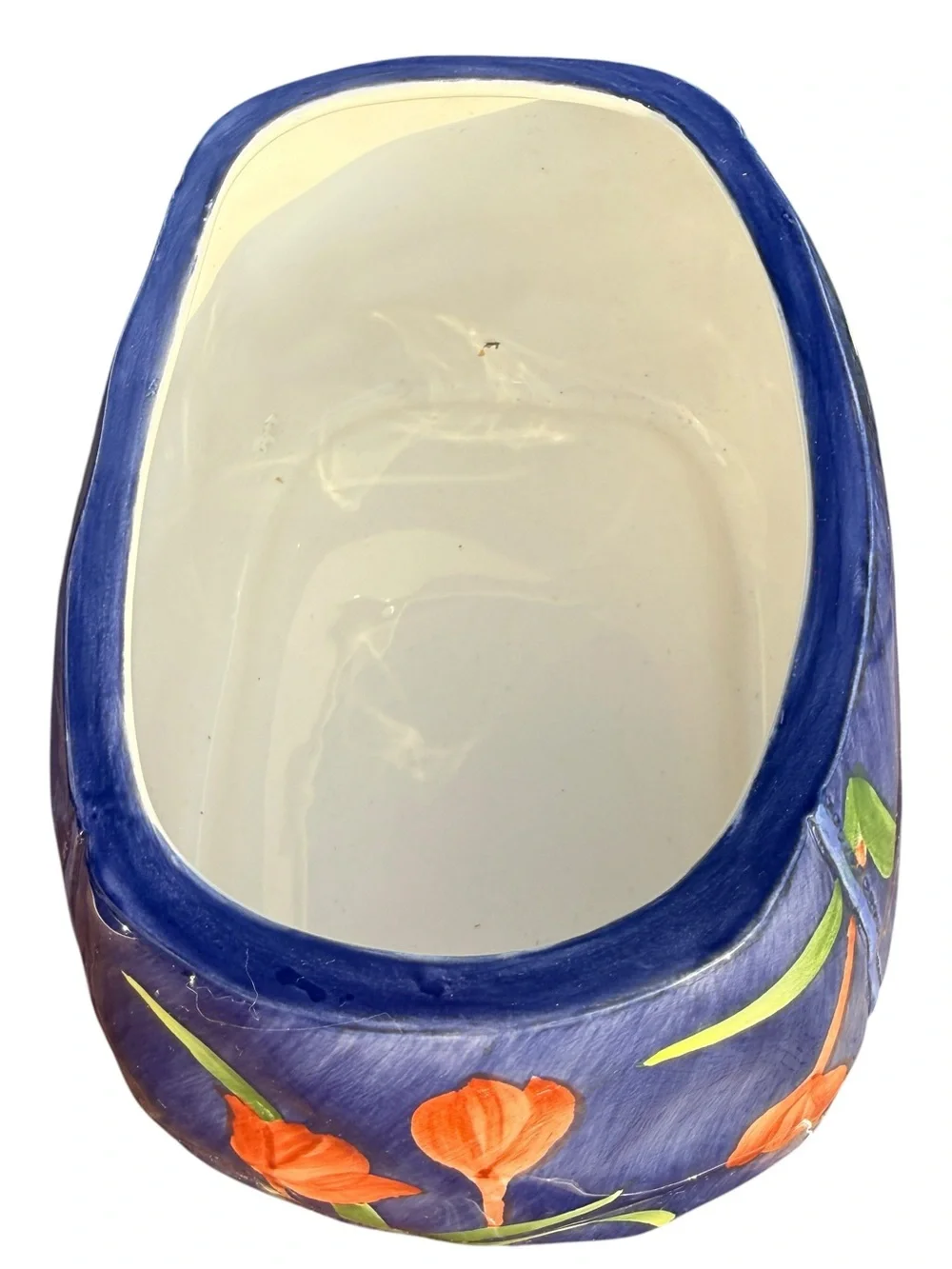 Blue Tulip Handbag Cookie Jar Ceramic Canister Spring Floral Kitchen Decor Gift